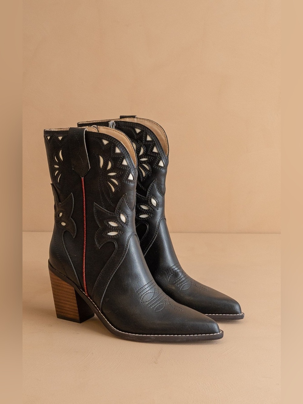 Floral Cutout Paneled Western Boots - Oasis Society - Picture 3 of 3